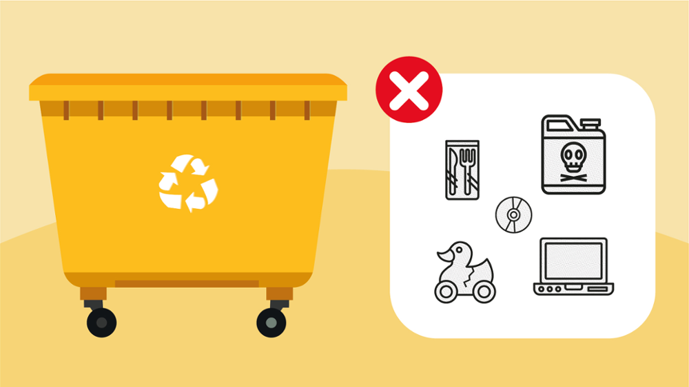 Qué NO tirar en el contenedor amarillo o de envases
