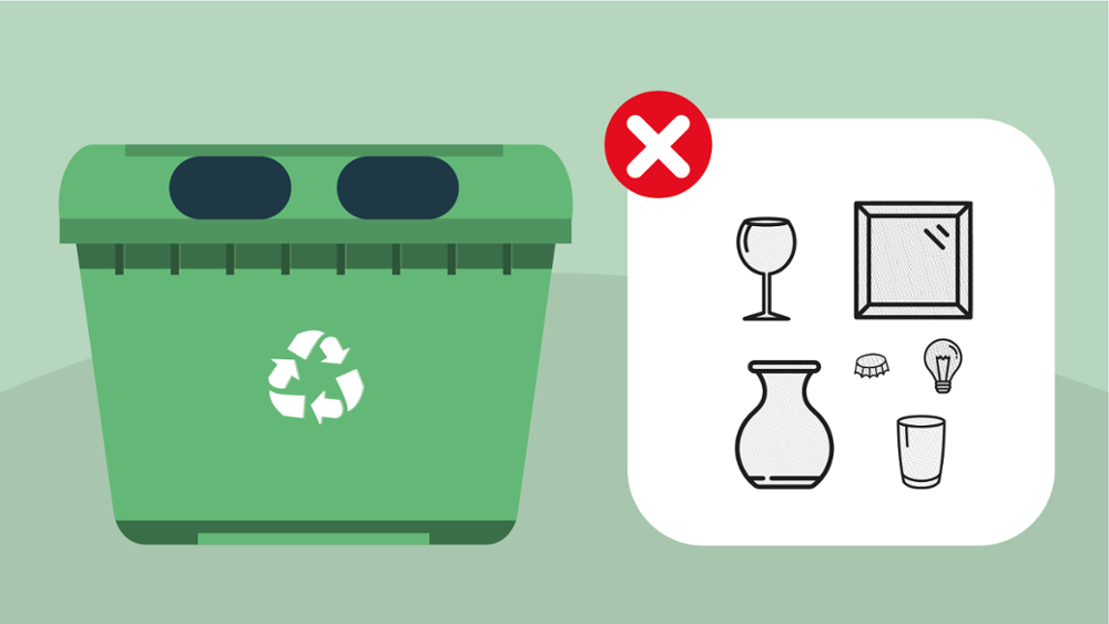 Qué NO tirar en el contenedor verde o de vidrio