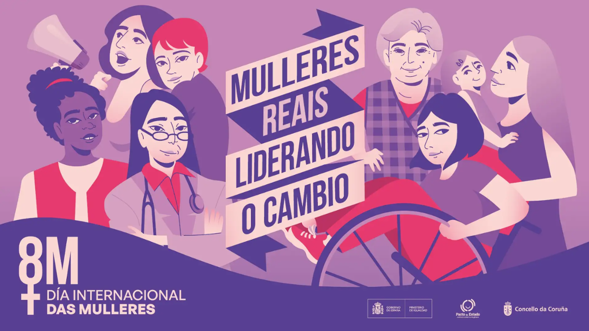 Cartaz Concello da Coruña: Mulleres reais liderando o cambio