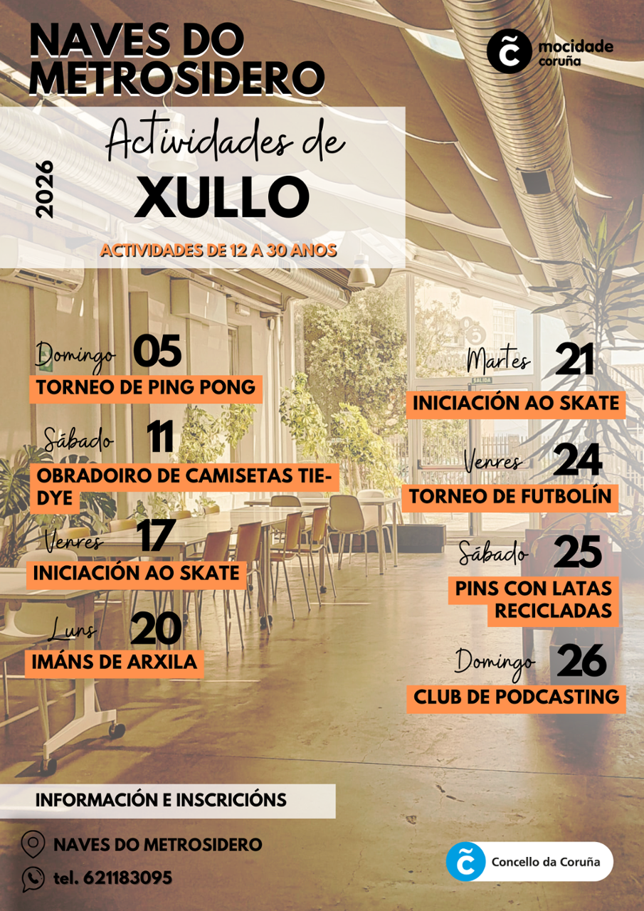 Cartel das actividades do mes de xullo 2026