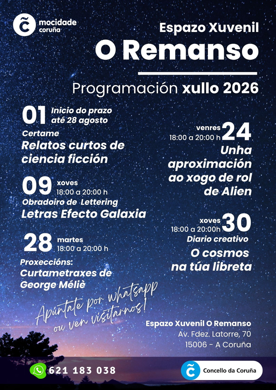 Cartel das actividades do mes de xullo 2026