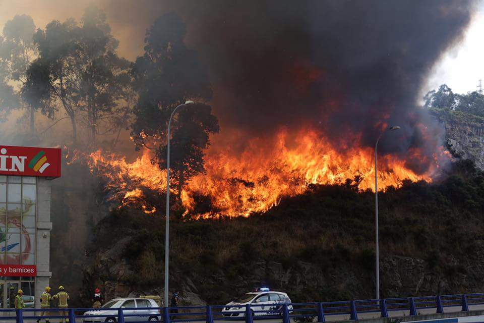 chamas axexando unha nave de pintura