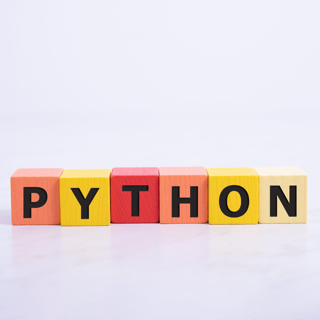 A palabra Python escrita sobre uns cubos.