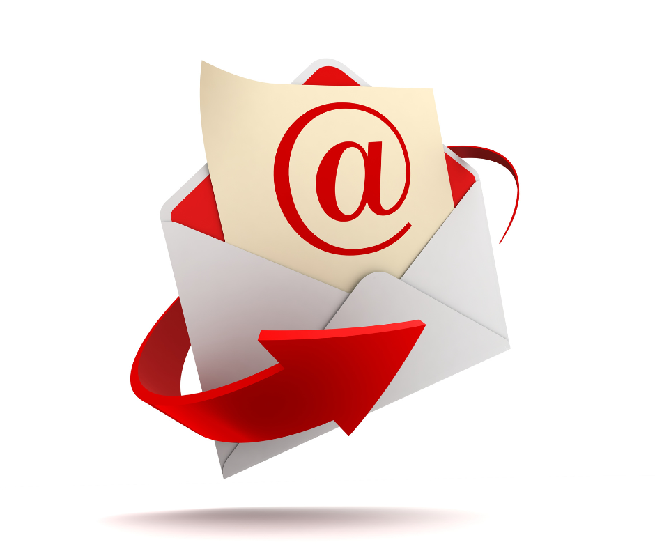 Infografía dun sobre de papel do que sae unha @.