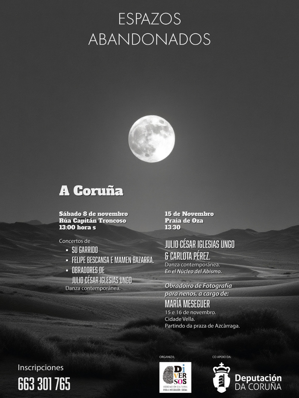 Cartel Espazos Abandonados: mar co lúa chea