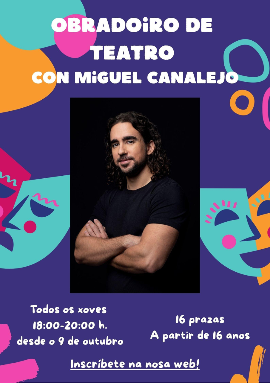 Cartaz do evento. Fotografía do docente e información sobre o obradoiro