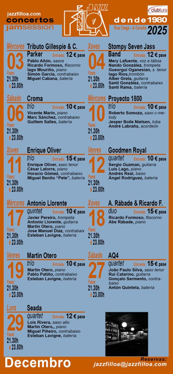 Cartel cos concertos do mes 