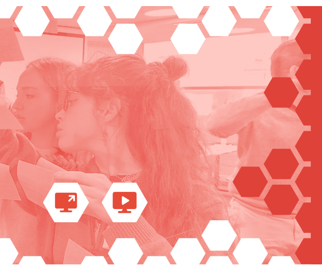 cara de dúas rapazas con fondo de hexágonos