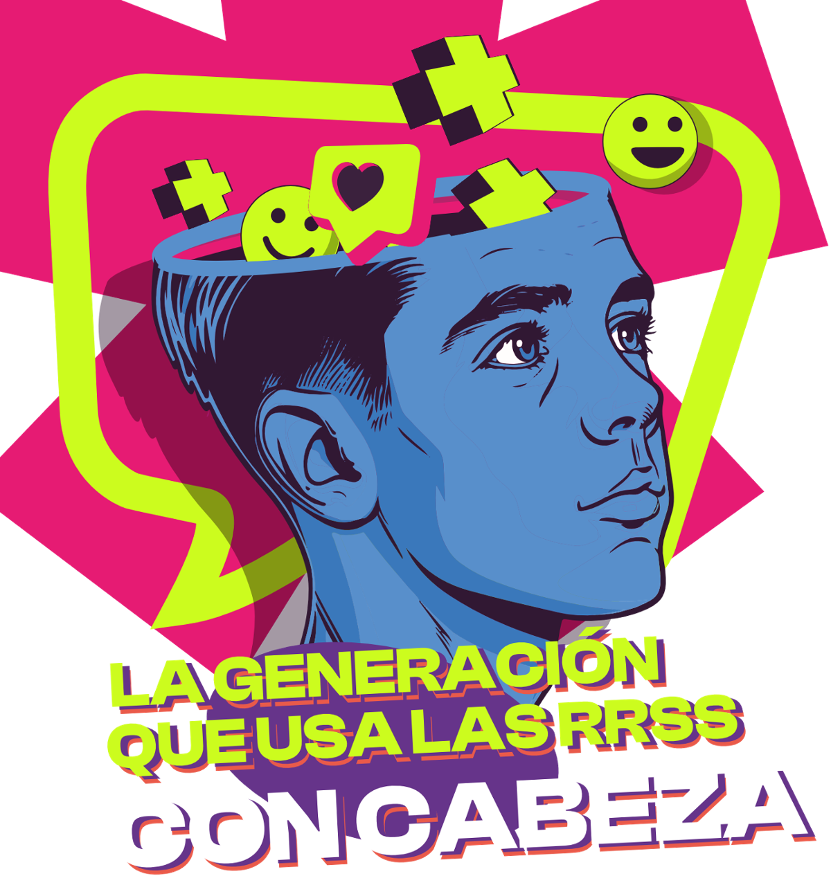 Cabeza dun mozo con emoticonos