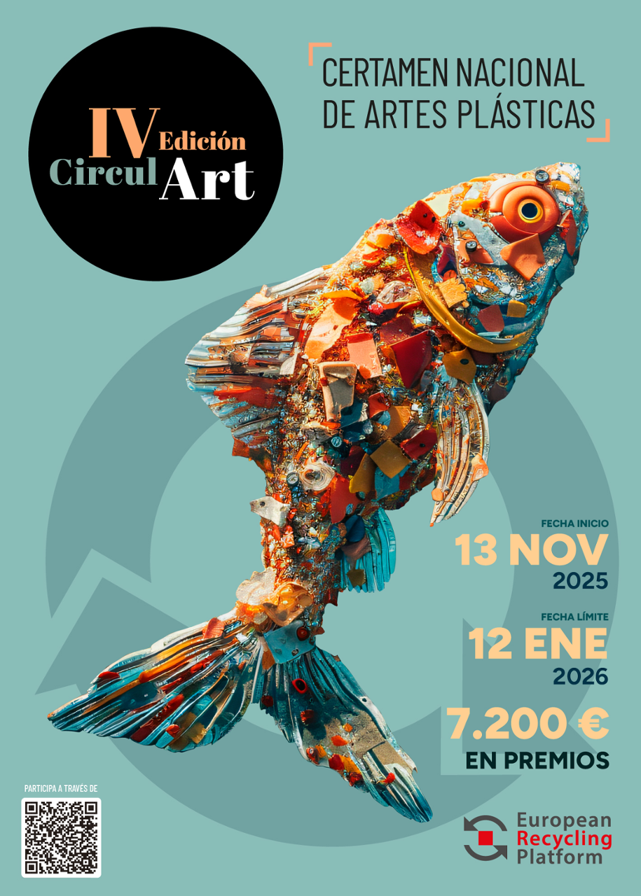 Cartel do evento. Peixe feito con materiais reciclados