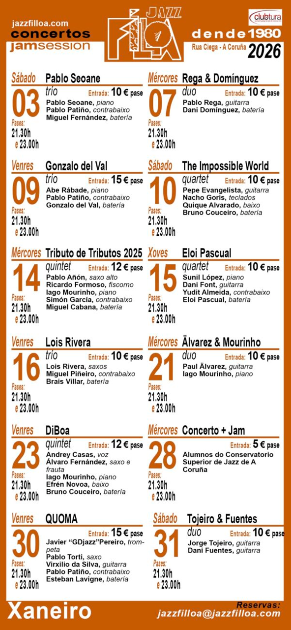 Cartel cos concertos do mes