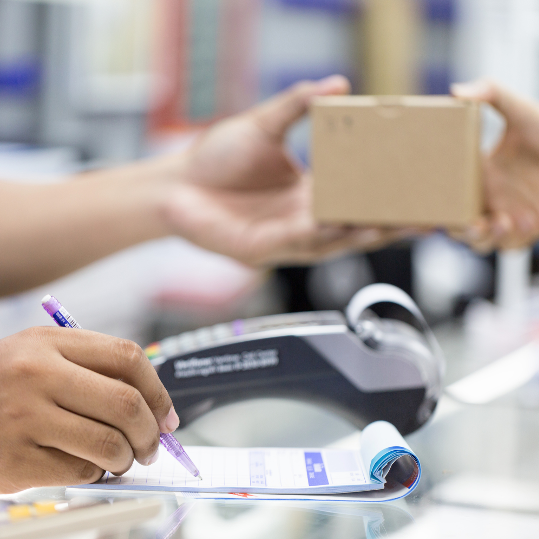 Fotografía da recepción dun paquete.