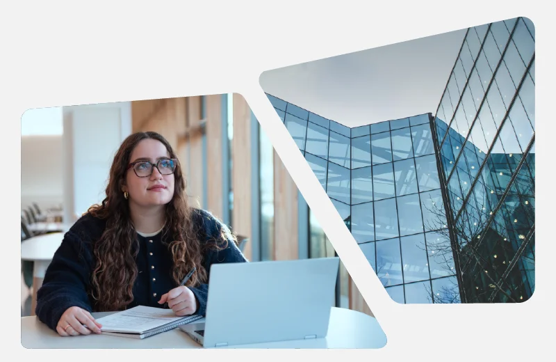 muller nova traballando con computador portátil sobre unha mesa