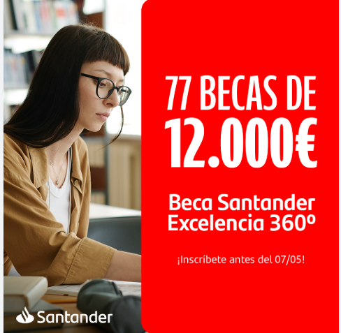 Cartel da bolsa sobre a fotografía dunha muller estudando.