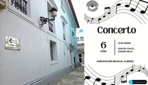 porta do centro cívico e cartel do concerto