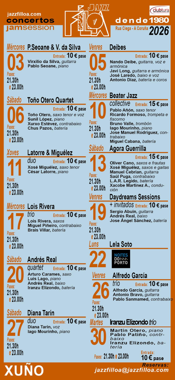 Cartel cos concertos do mes