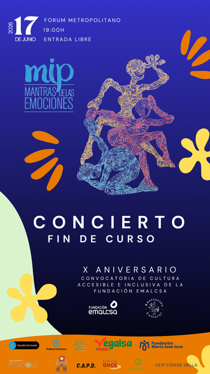 Cartel do evento. Tres siluetas humanas facendo danza contemporánea
