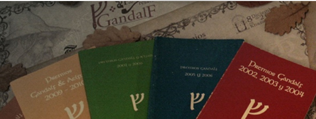 Imaxe de varios libros con portadas de Premios Gandalf doutras edicións.