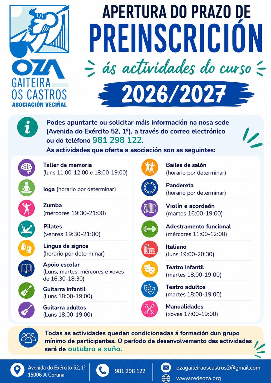 Cartel Información Inscrición Actividades