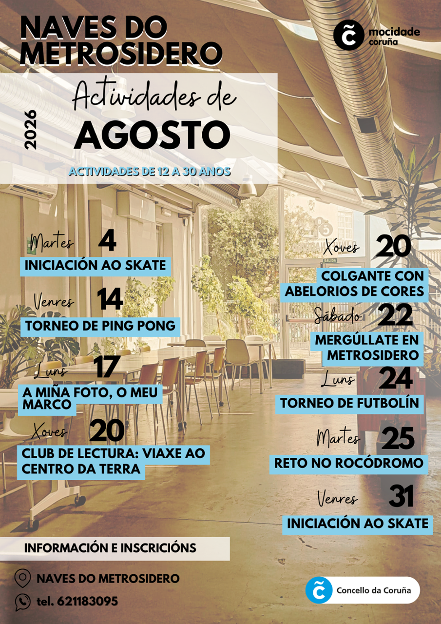 Cartel das actividades do mes de agosto 2026