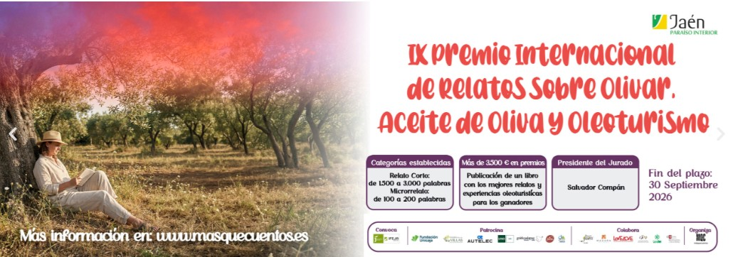 cartel IX Premio Internacional de Relatos sobre Olivar, Aceite de Oliva y Oleoturismo