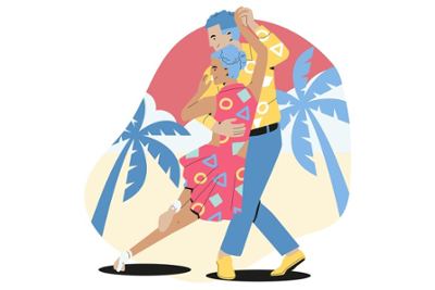 Ilustración de dúas persoas bailando