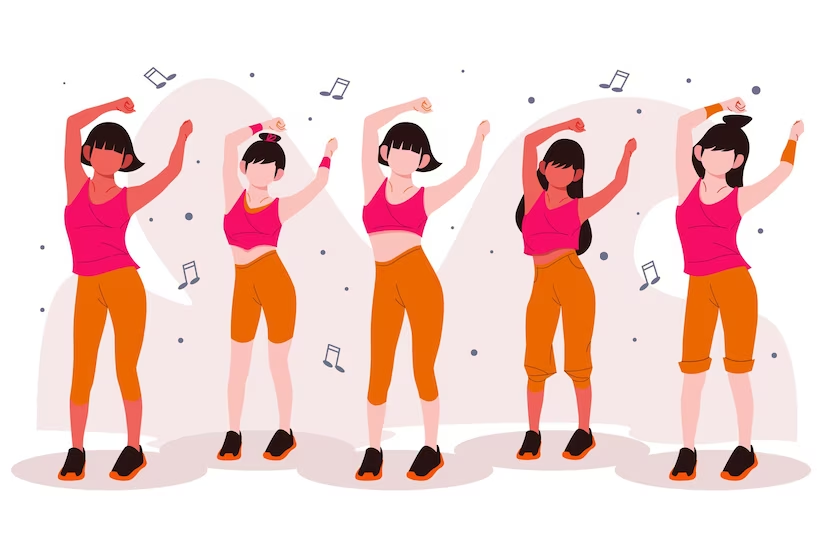 Dibujo de varias personas bailando