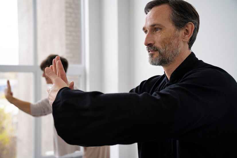 Persoa practicando tai-chi
