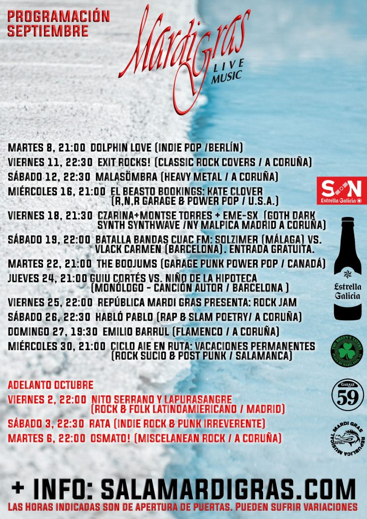 Cartel Mardi Gras Setembro