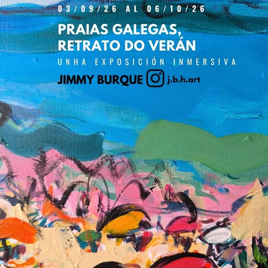 Cadro de praia pintada. Cadro da exposición