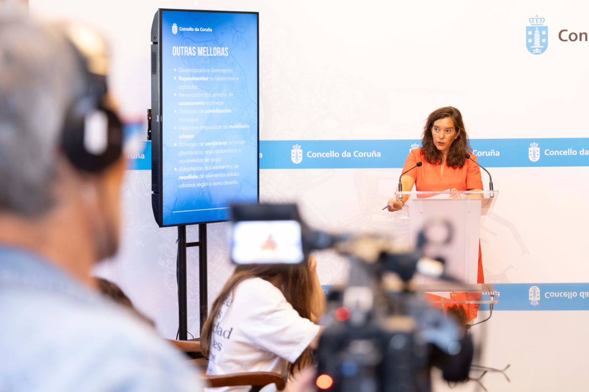 A alcaldesa, Inés Rey, na rolda de prensa da Xunta de Goberno Local.