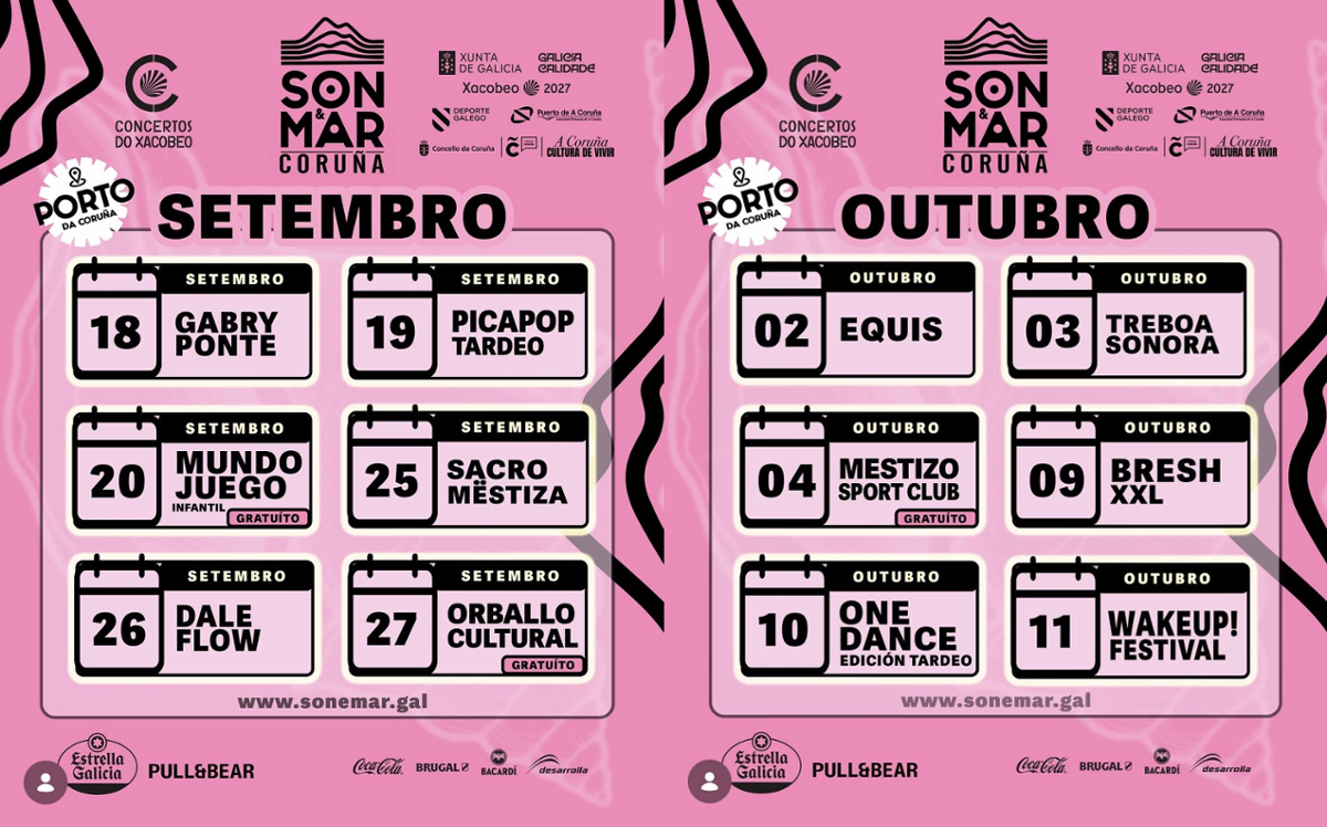 Calendario cos concertos