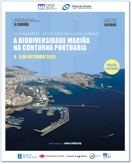 Cartel do curso: fotografía da contorna portuaria da Coruña.